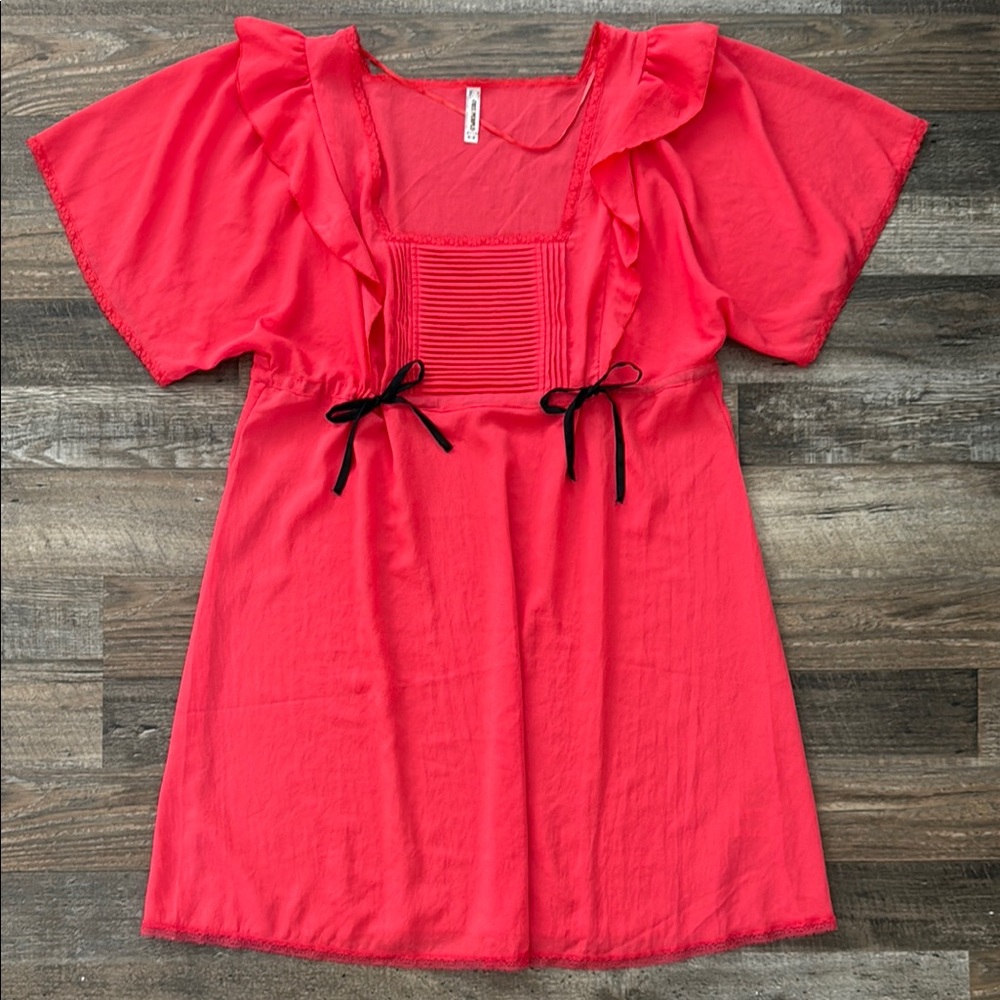 Free People Pink mini Dress with Black Bows